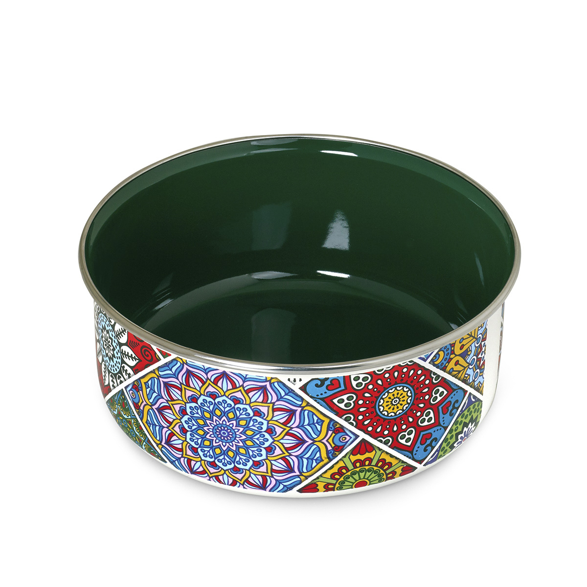 Миска эмалиров. "султана" 0,75 л, 14 см пласт. крышка (1/6) "metrot"