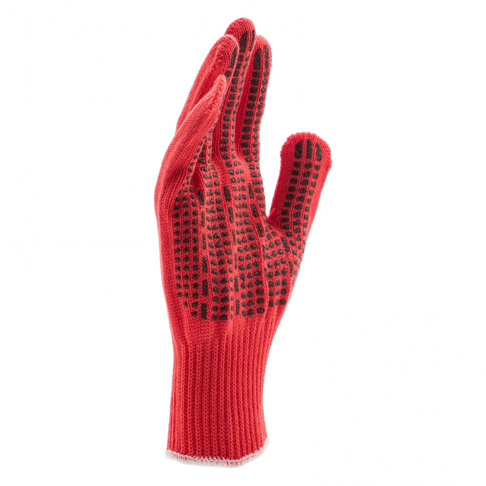 Перчатки трикотажные, акрил, ПВХ гель, "Протектор", коралл, оверлок Сибртех (68668)