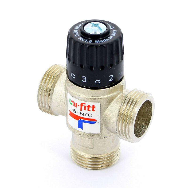 Клапан Н термосмесительный 35-60˚С 1" НР UNI-FITT боковое смешение