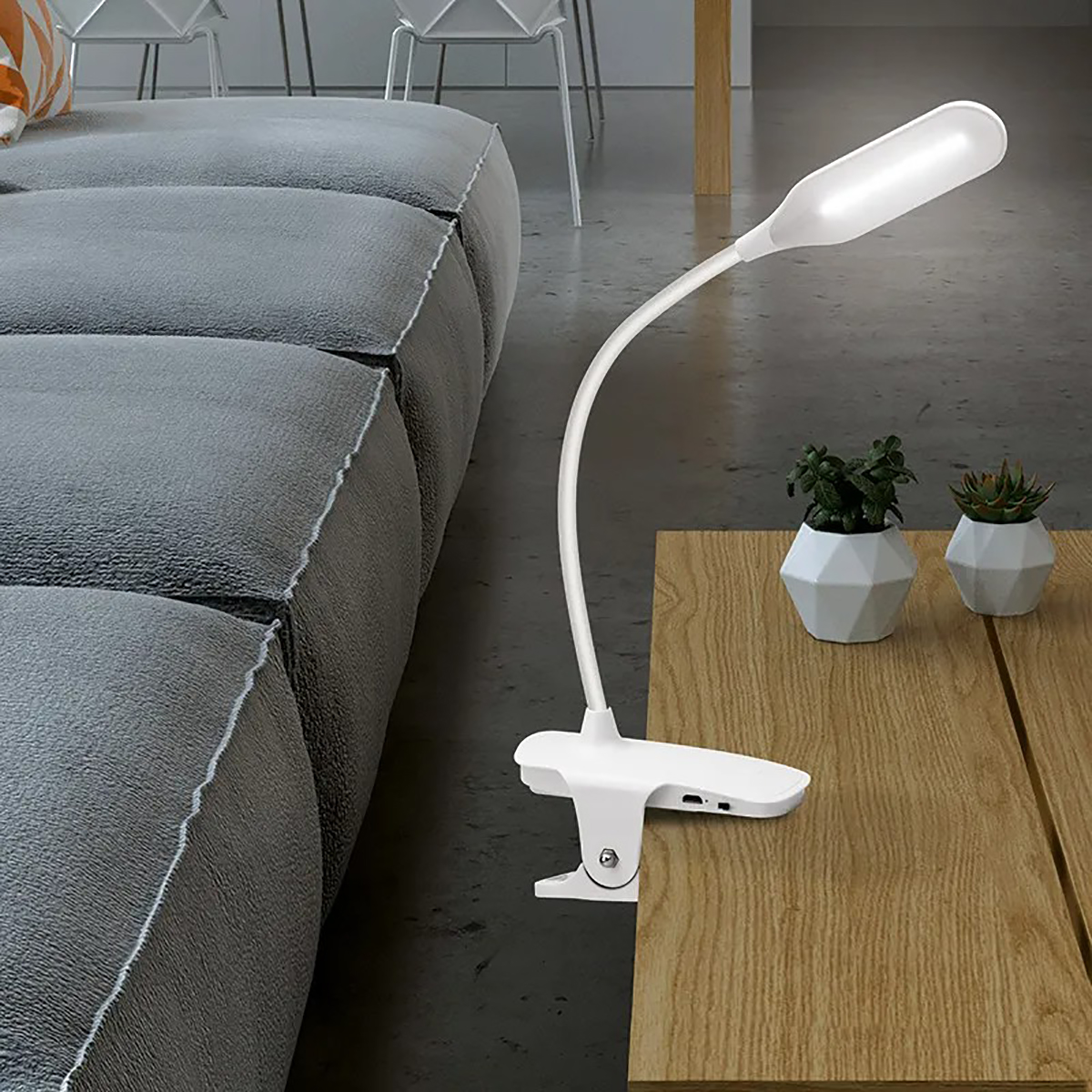 Лампа настольная светодиод. прищепка "click" 4вт 4000 к, диммер 3 ступени (1/40/80) "rexant" 609-001