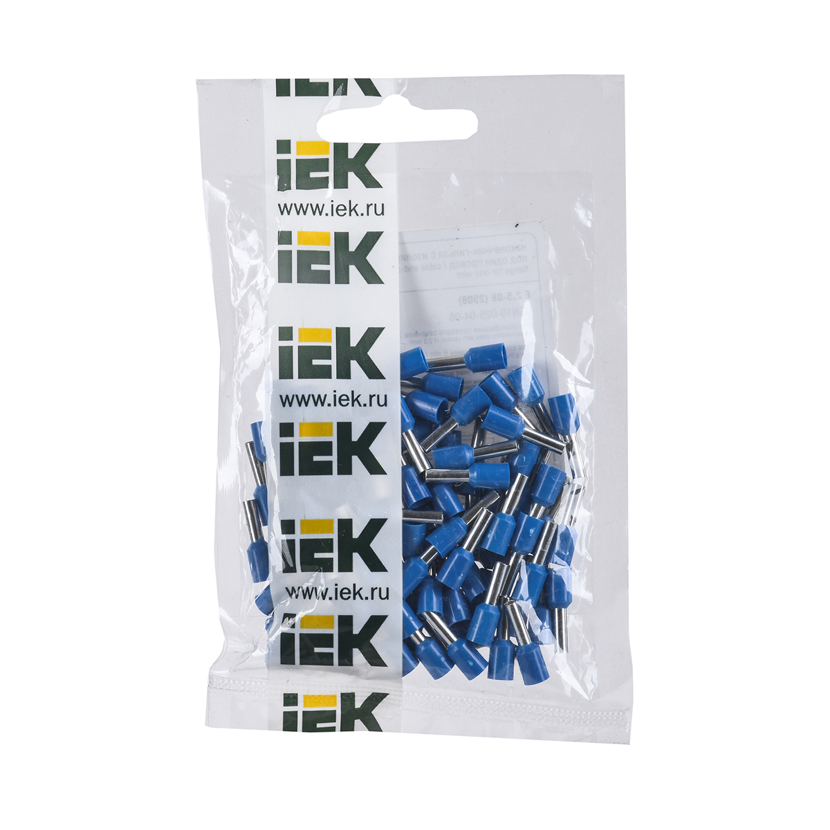 Наконечник-гильза е 2,5-08  2,5 мм² с изолир. фланцем, синий, упак. 100 шт. (1/30/720) "iek"