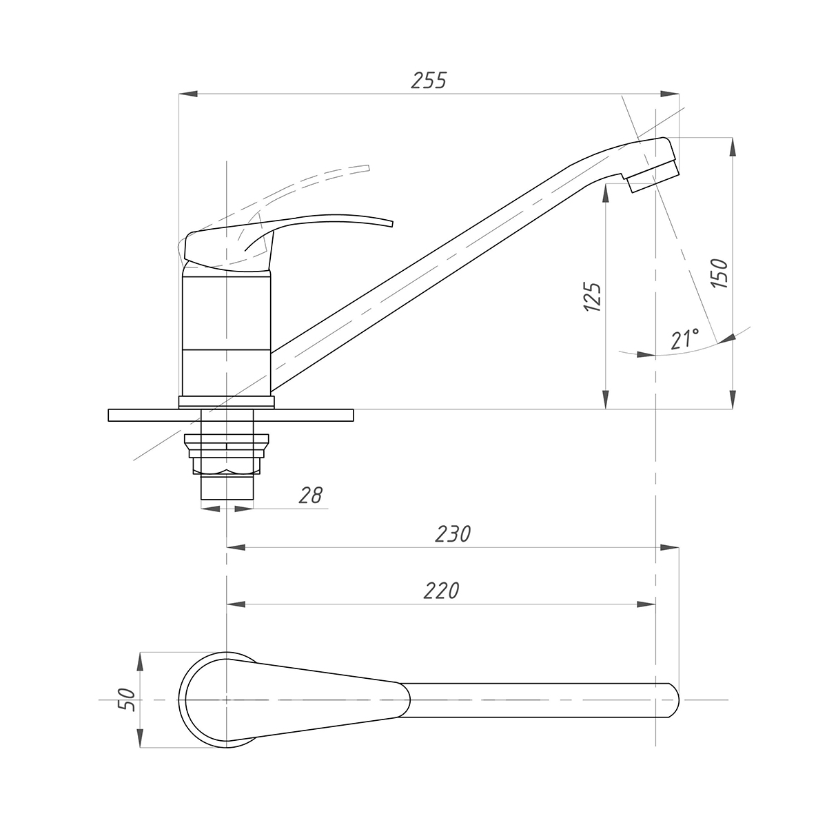 Смеситель для кухни псм-104-31 (1/12) "профсан"