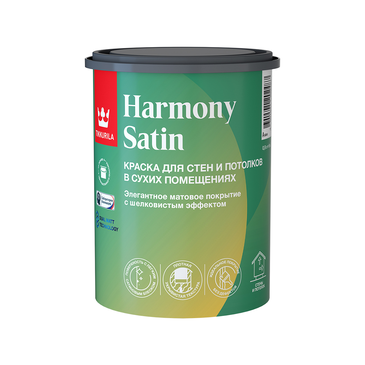 Краска "harmony satin" база a  0,9 л для стен и потолков матовая (1/6) "тиккурила"