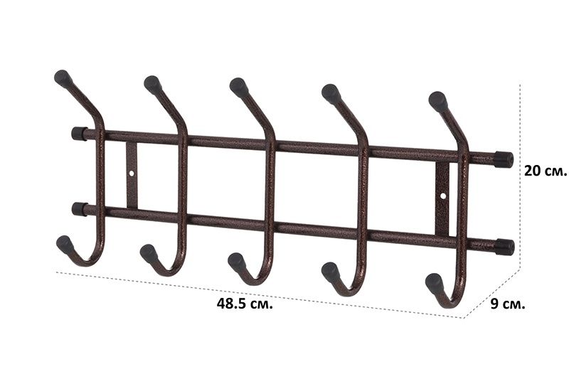 Вешалка настенная 5-рожковая (коричневый) (1/10) "виолет"