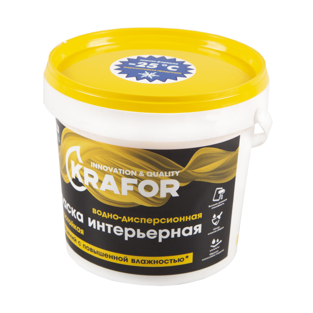 Краска в/д латексная  интер. влагостойкая  1,5 кг (1/6) "krafor"   (желт.)