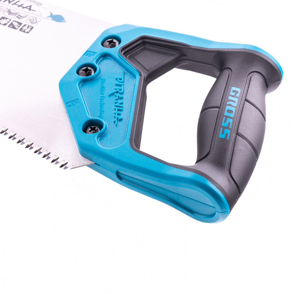 Ножовка по дереву "Piranha", 450 мм, 7-8 TPI, зуб-3D, каленый зуб, двухкомпонентная рукоятка Gross (24100)