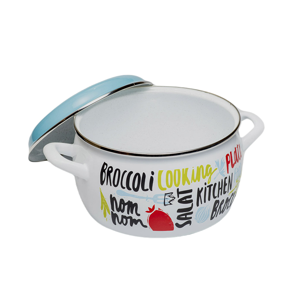 Кастрюля эмалиров. "брокколи" 5,3 л, 22 см металл. крышка (1/4) "metrot"