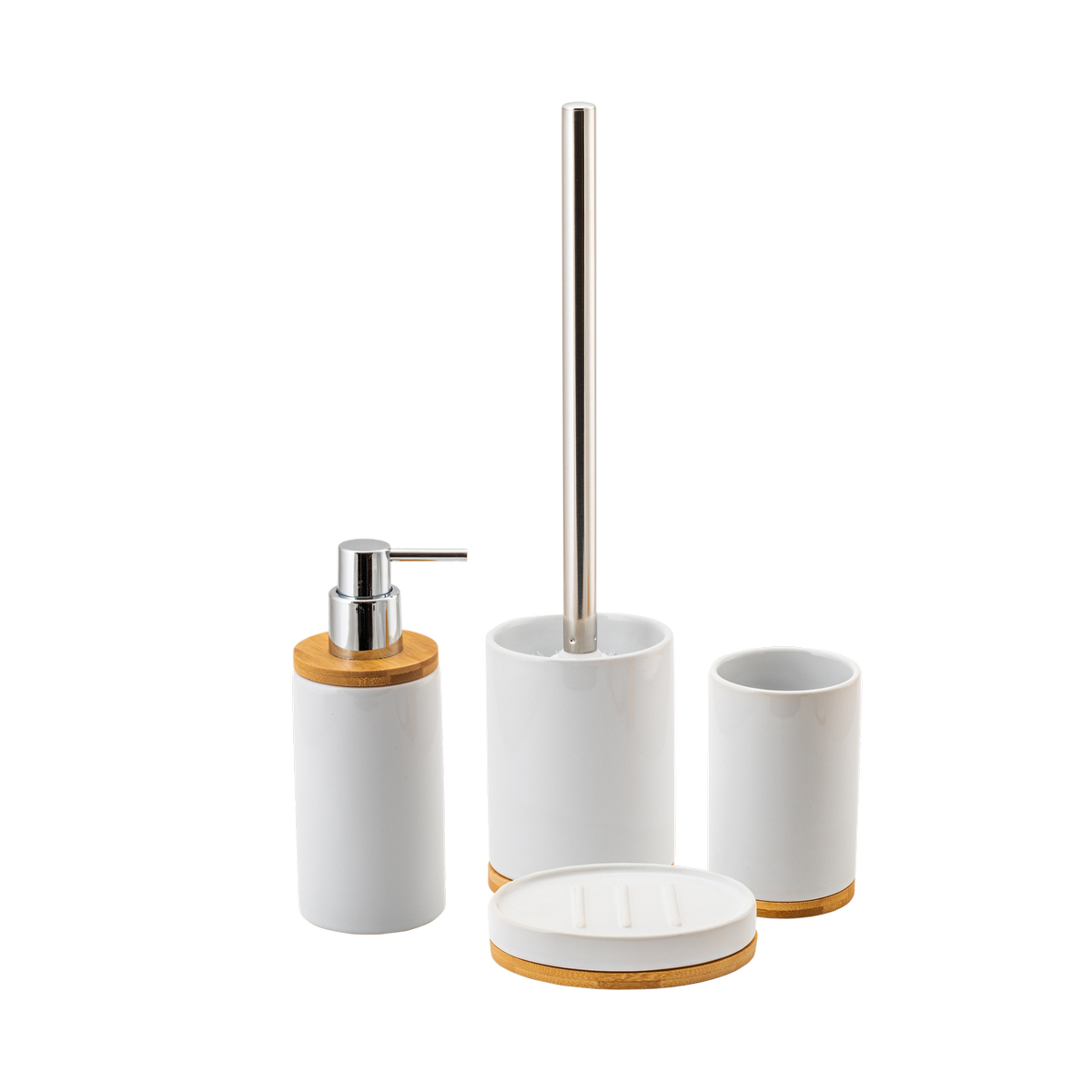 Стакан для ванной комнаты "exo" керамика/бамбук (белый) (1/12) "аквадекор" swtk-8047-c