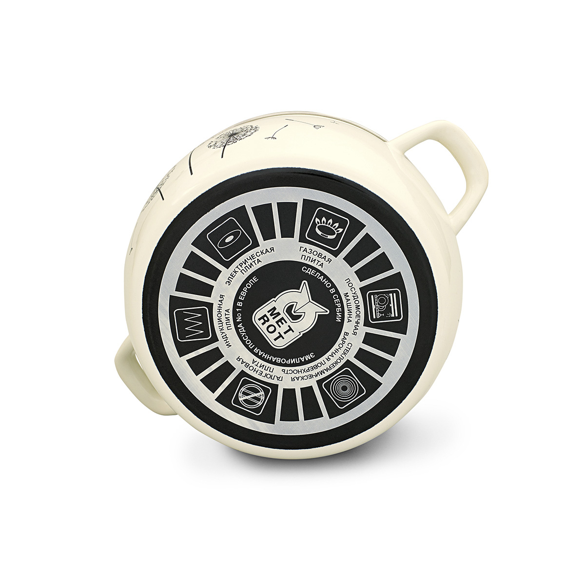 Кастрюля эмалиров. "одуванчик" 3,3 л, 18 см стекл. крышка (1/4) "metrot"