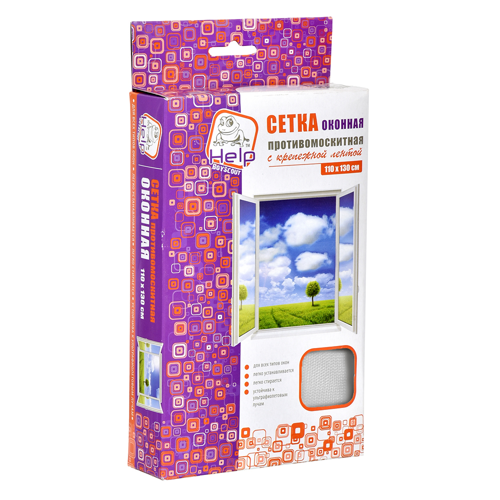 Сетка москитная 1,1*1,3 м + крепежная лента (1/20) "help" 80001