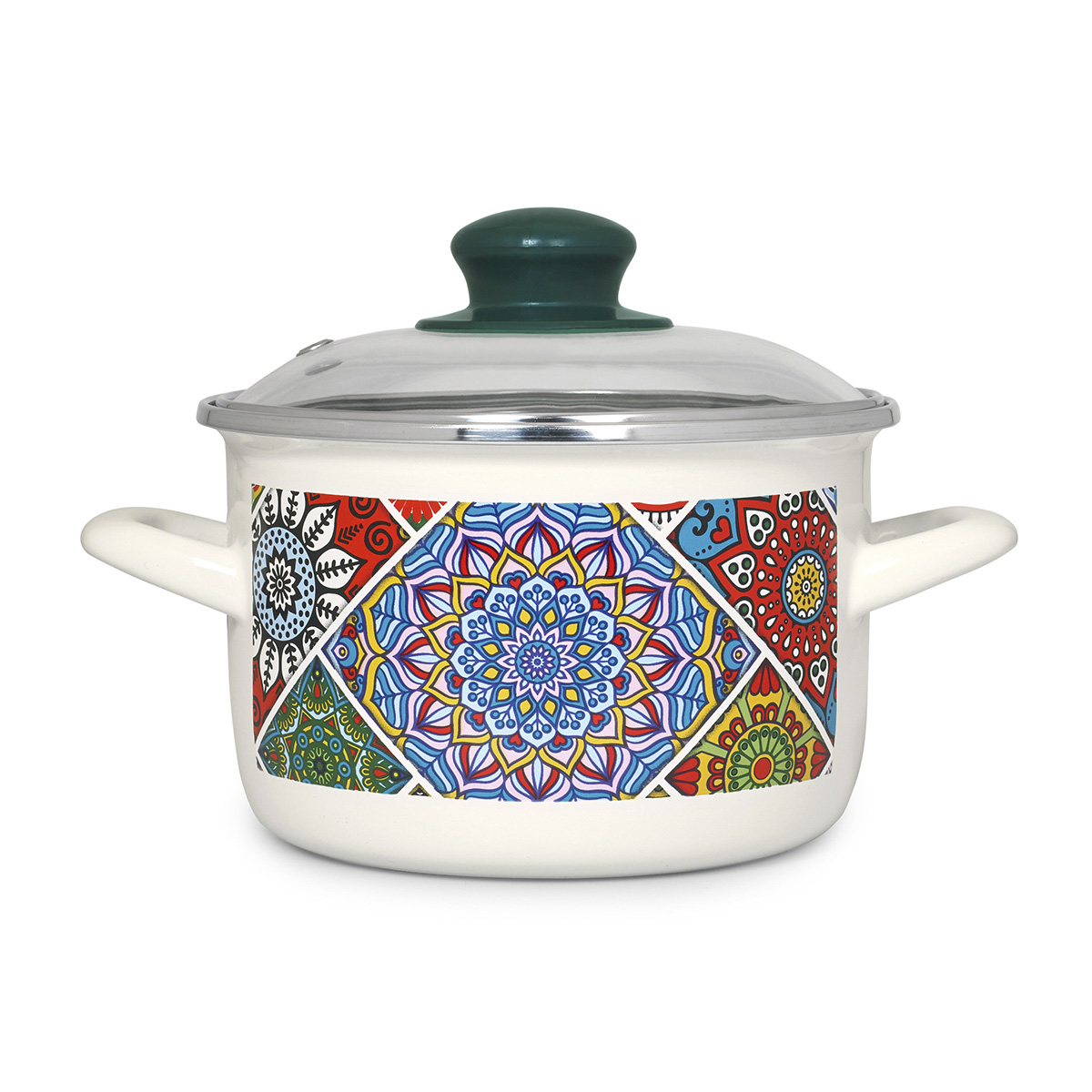 Кастрюля эмалиров. "султана" 3,2 л, 22 см стекл. крышка (1/4) "metrot"