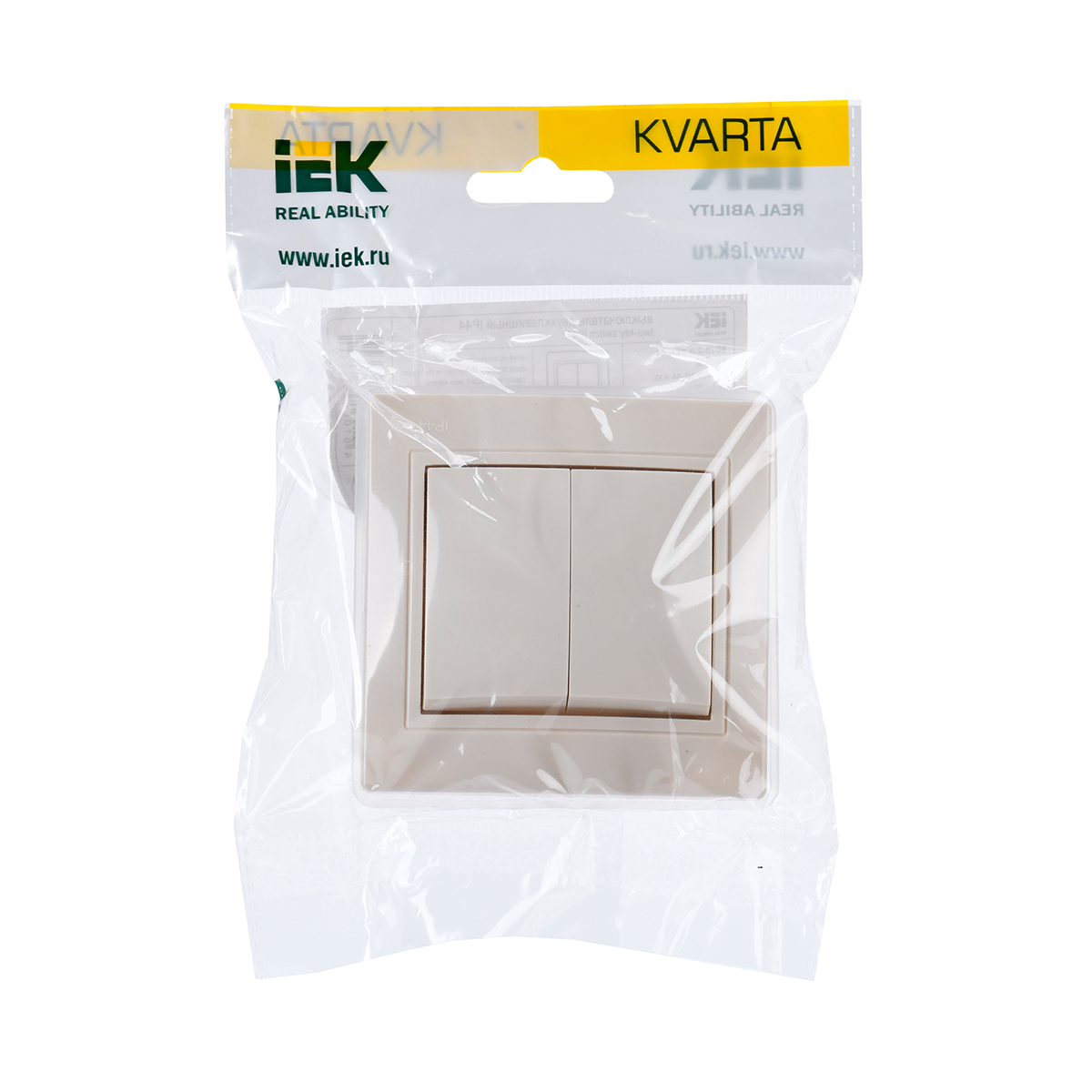 Выключатель "kvarta" 2-х кл. вс10-2-0-ккм-44, 10а, кремовый (1/8/160) "iek"