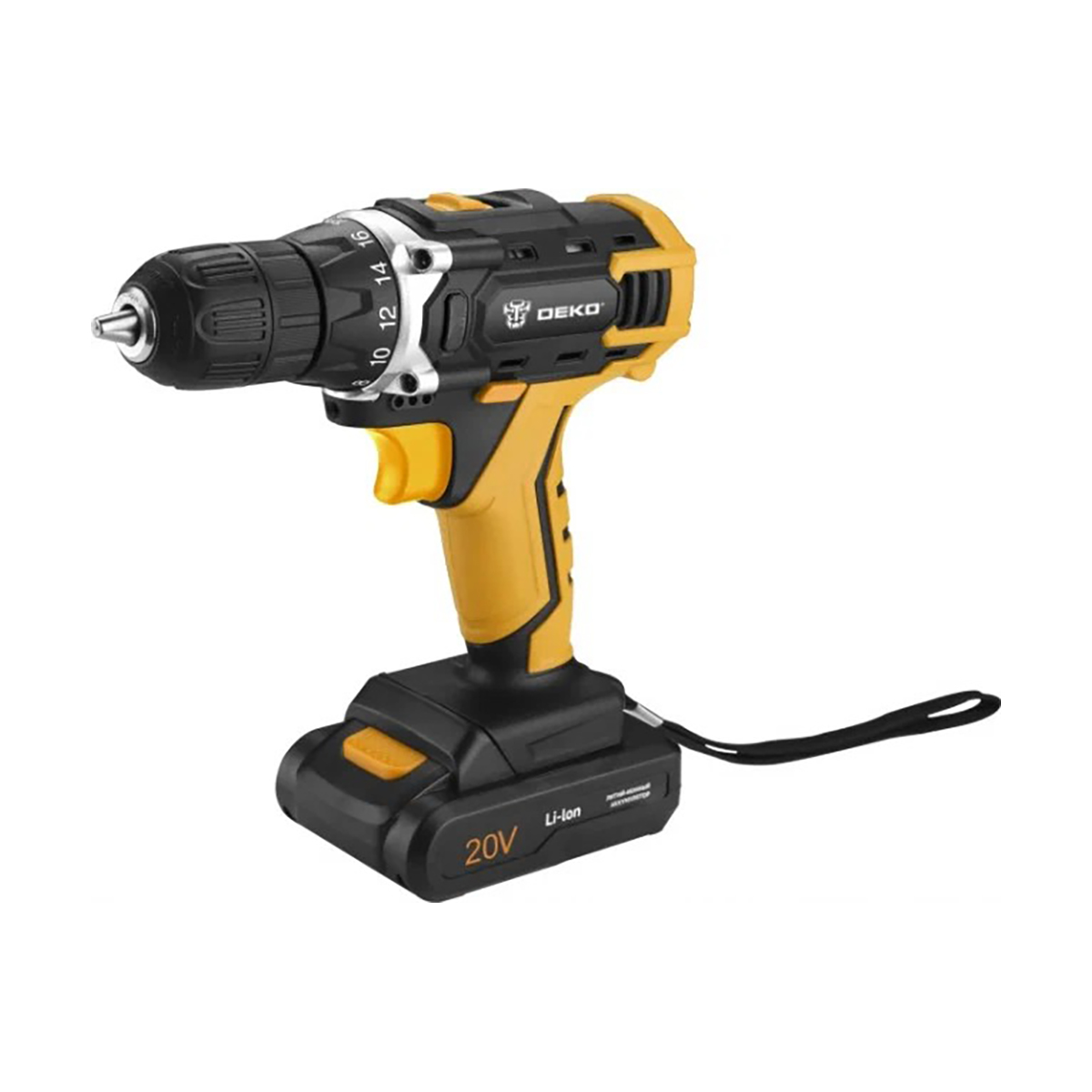 Дрель-шуруповерт аккум. dkcd20fu-li с набором инструментов 63 предм., 2 аккум. "deko" 063-4103