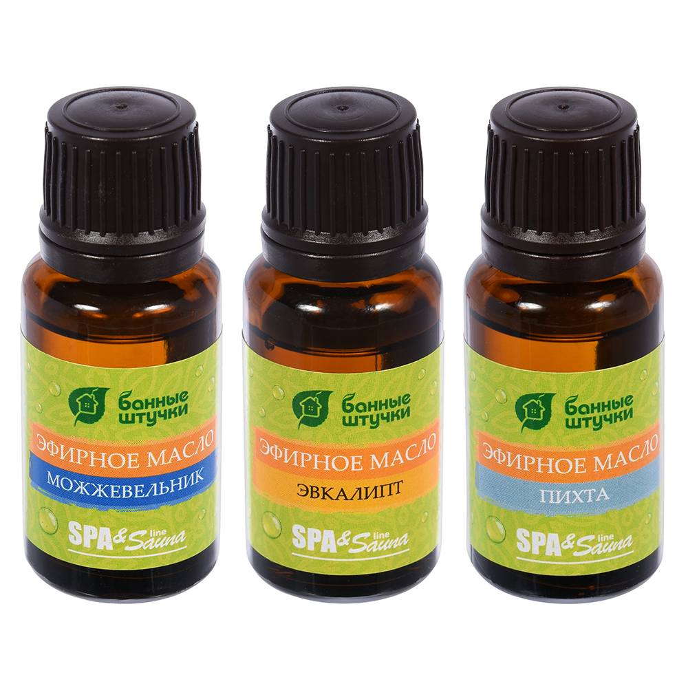 Масла эфирные "с легким паром" набор 3 шт. (пихта, можжев., эвкалипт) (1/20) "банные штучки" 30002