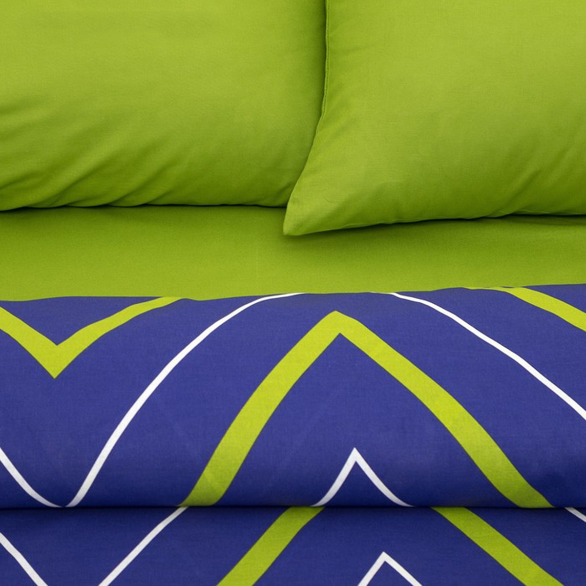 Постельное белье "этель" зелено-синие зигзаги 2 сп. (поплин) (1) 2565819
