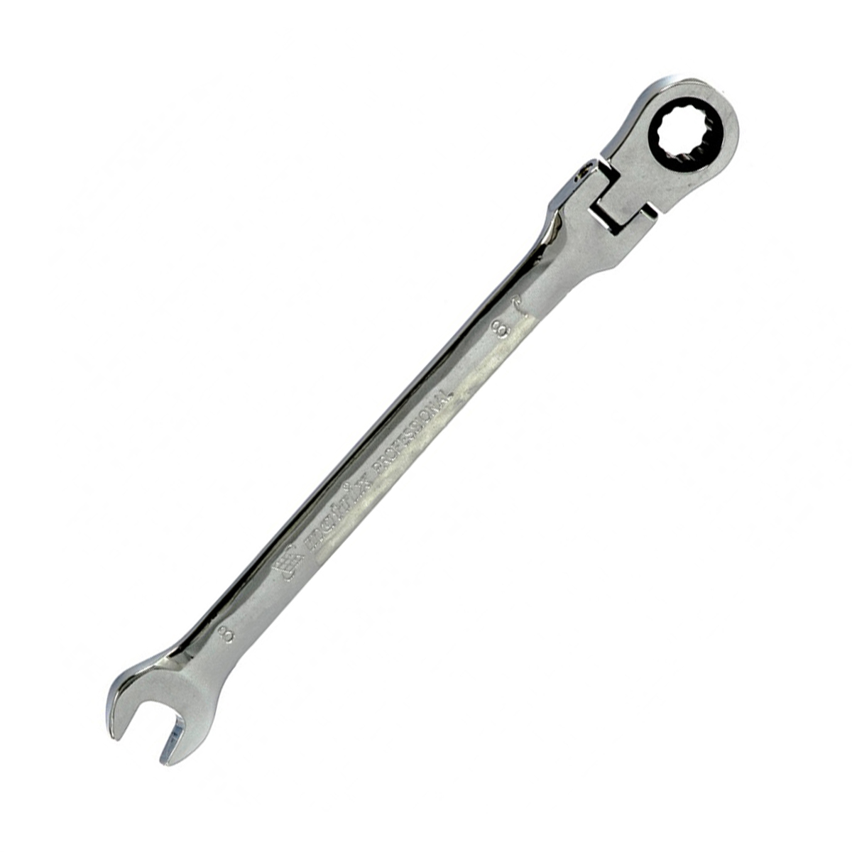 Ключ комбинированный с трещоткой шарнирный 8 мм зеркальн. хром (1/240) "matrix professional"