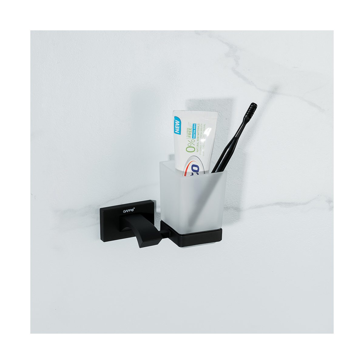 Стакан для ванной комнаты с держателем g0706-6, черный (1/20) "gappo"