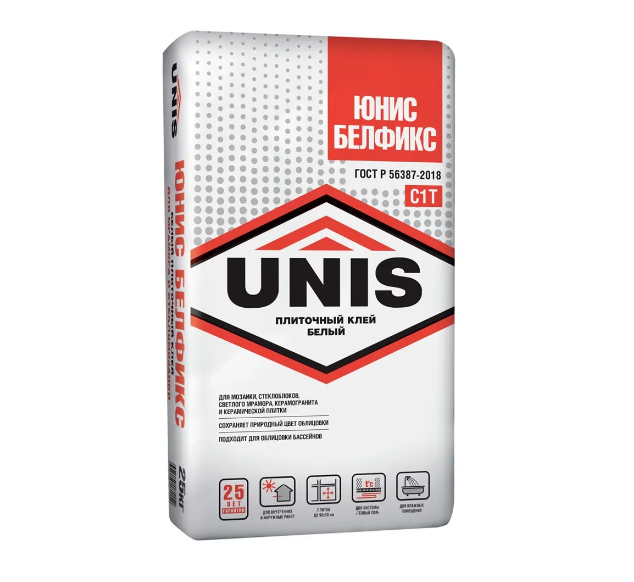Плиточный клей UNIS (Юнис) Белфикс белый 25 кг