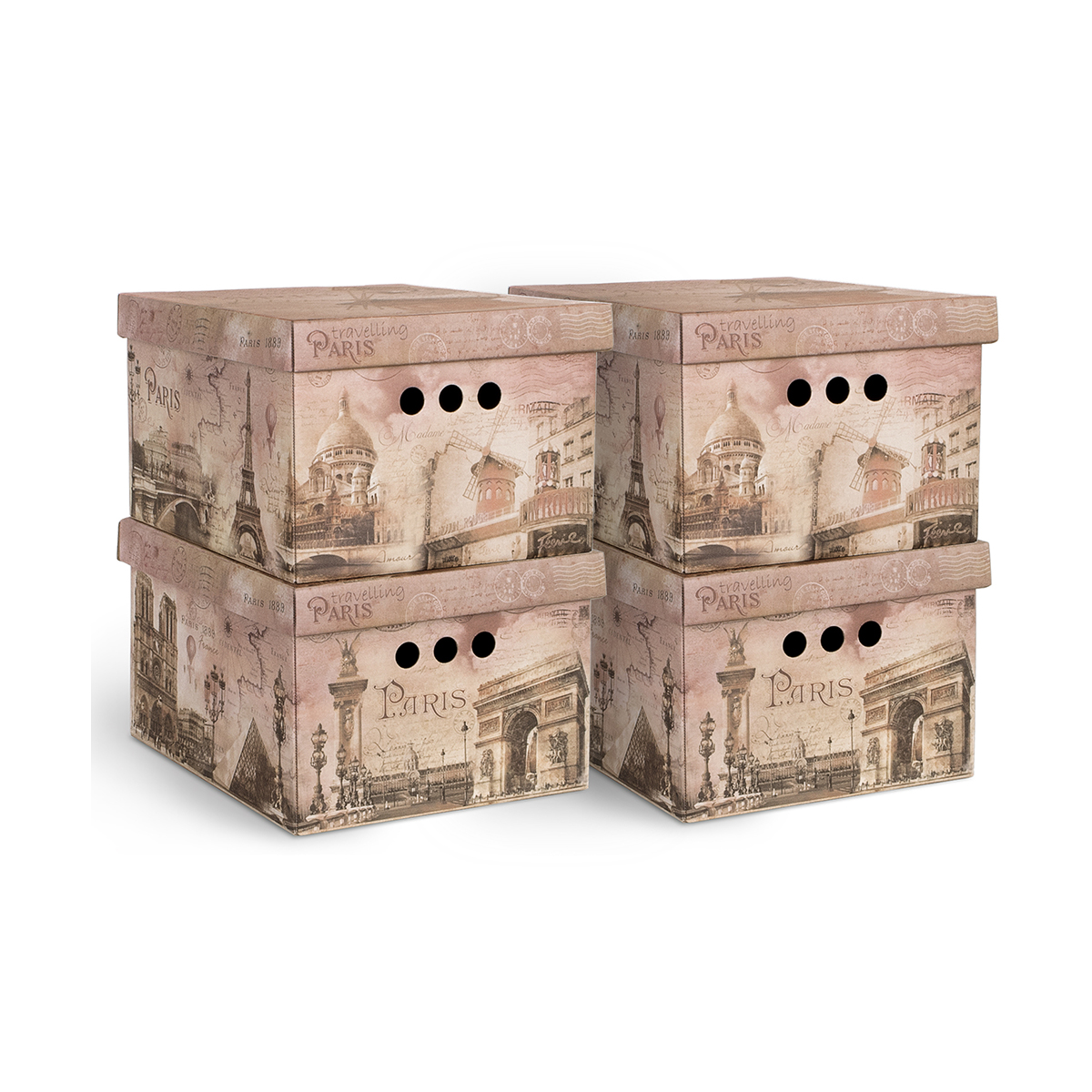 Короб для хранения "travelling paris" 25*33*18,5 см (набор 4 шт.) (1/10) "valiant" tr-bctn-pr-4s