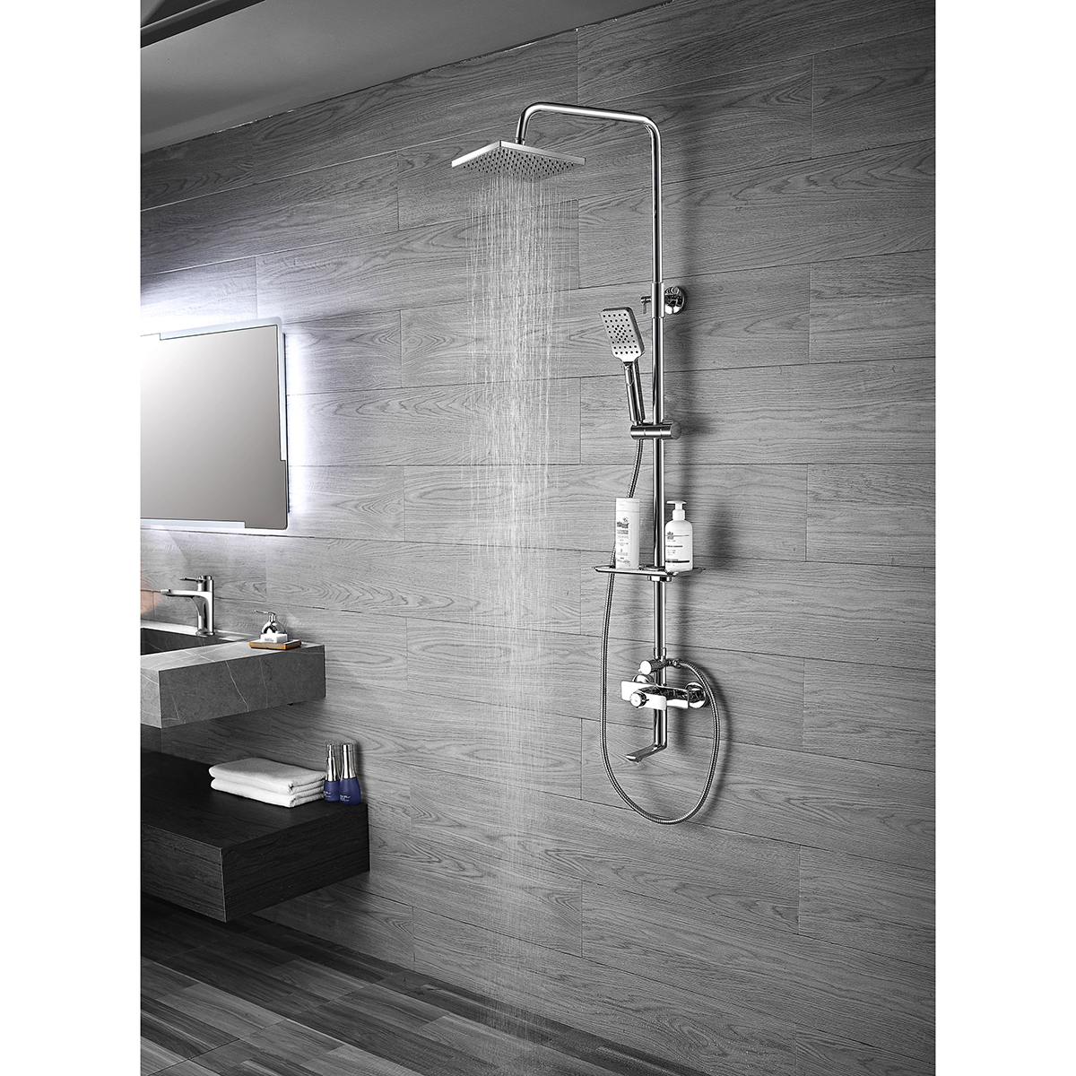 Душевая система  rs50-46 термостат., верхн. душ "тропич. дождь" (1) "rossinka"