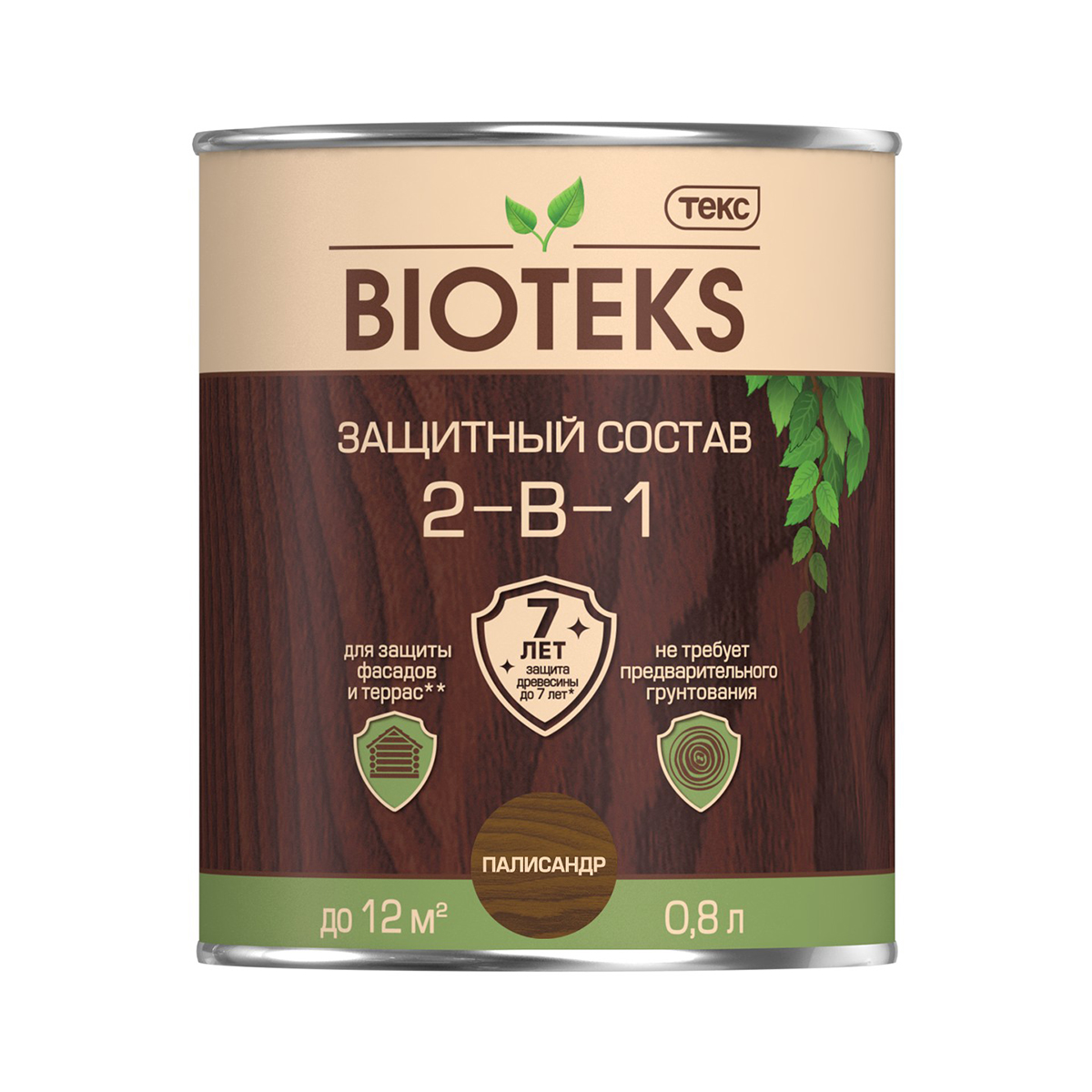 Биотекс палисандр  0,8 л (1/14) защитный состав  2 в 1 "bioteks"