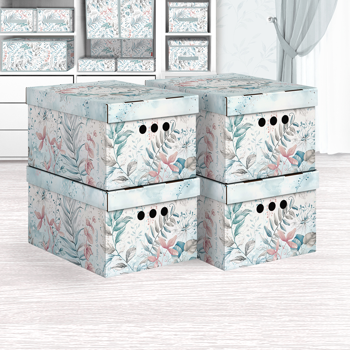 Короб для хранения "botanic light" 25*33*18,5 см (набор 4 шт.) (1/10) "valiant" bt-bctn-lg-4s