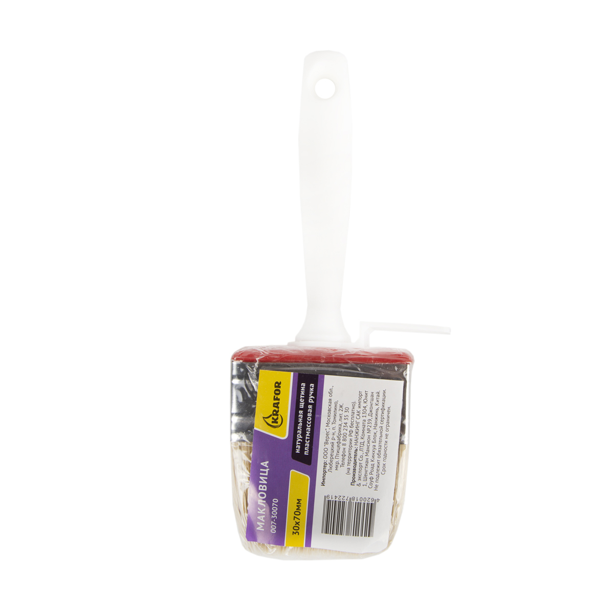 Макловица 30 х  70 мм  (6/240) натур.щетина, пласт.ручка "krafor" 007-30070