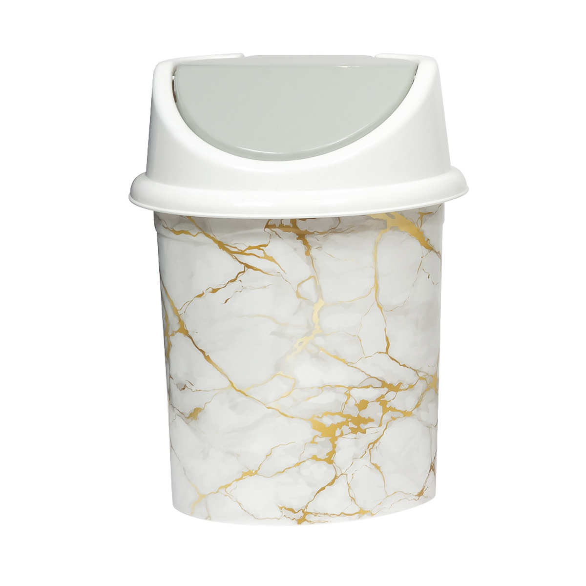 Ведро для мусора "мрамор" 4 л с декором с плавающей крышкой (1/21) "виолет"