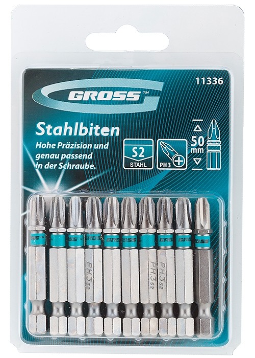 Набор бит РН3 х 50, сталь S2, 10 шт. Gross (11336)