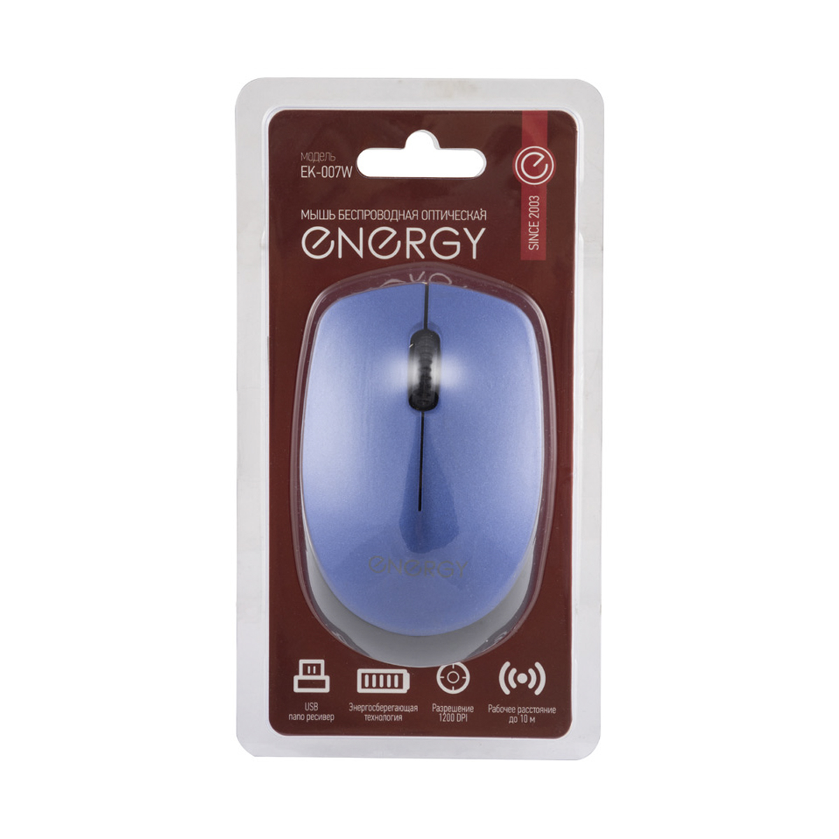 Мышь беспроводная оптическая ek-007w (черный/синий) (1/60) "energy"