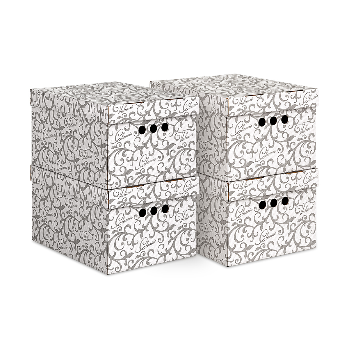 Короб для хранения "classic grey" 25*33*18,5 см (набор 4 шт.) св-сер (1/10) "valiant" cg-bctn-lg-4s