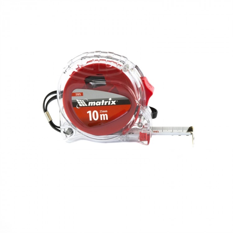 Рулетка Crystal, 10 м х 25 мм, корпус из поликарбоната Matrix (31075)