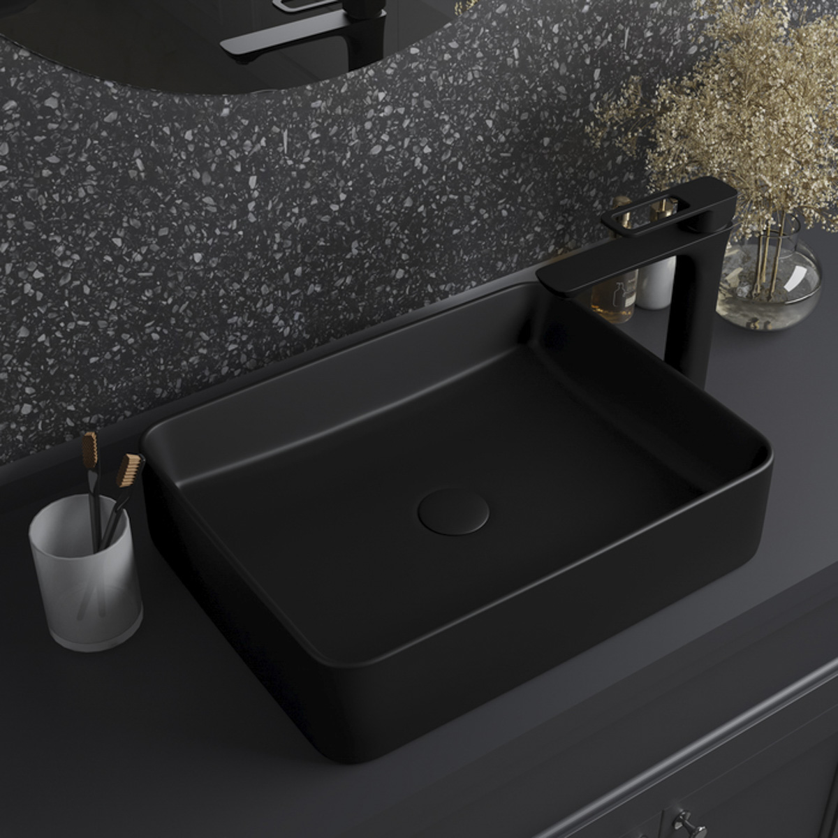 Раковина накладная "slide" (черный матовый) (1) "iddis" slibm02i27