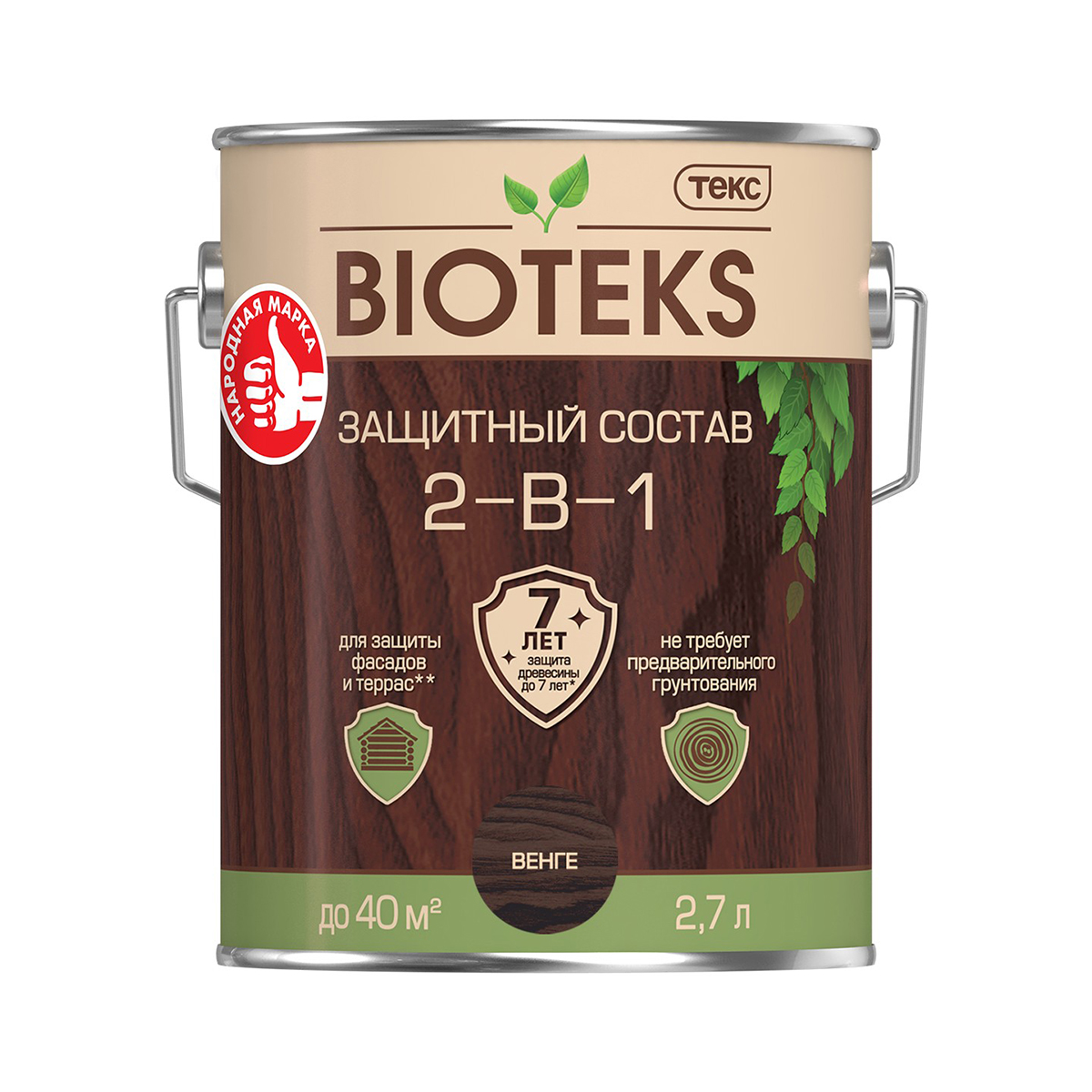 Биотекс венге  2,7 л (1/6) защитный состав  2 в 1 "bioteks"