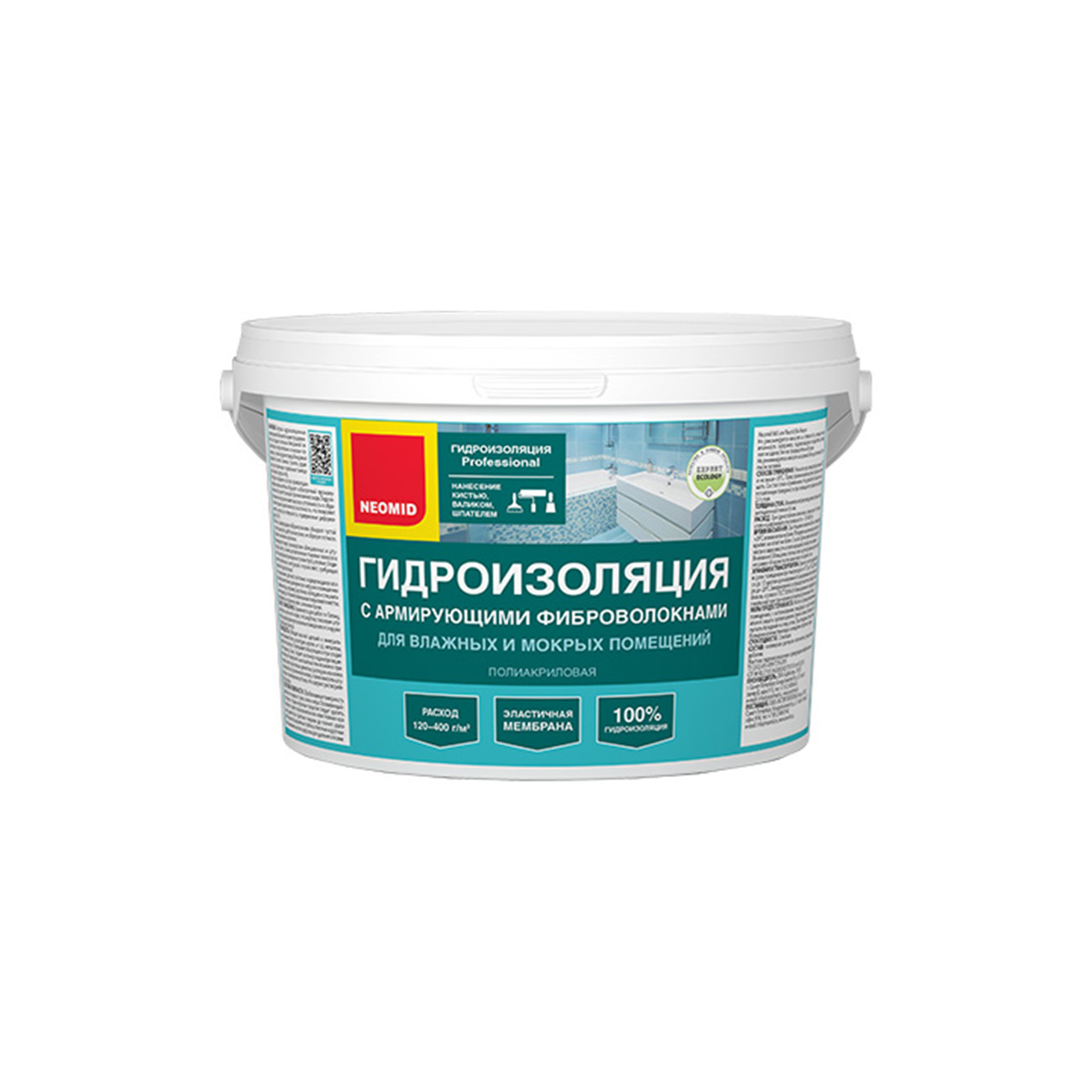 Мастика гидроизоляционная с армир. фиброволокнами 3 кг (1/4) "neomid"
