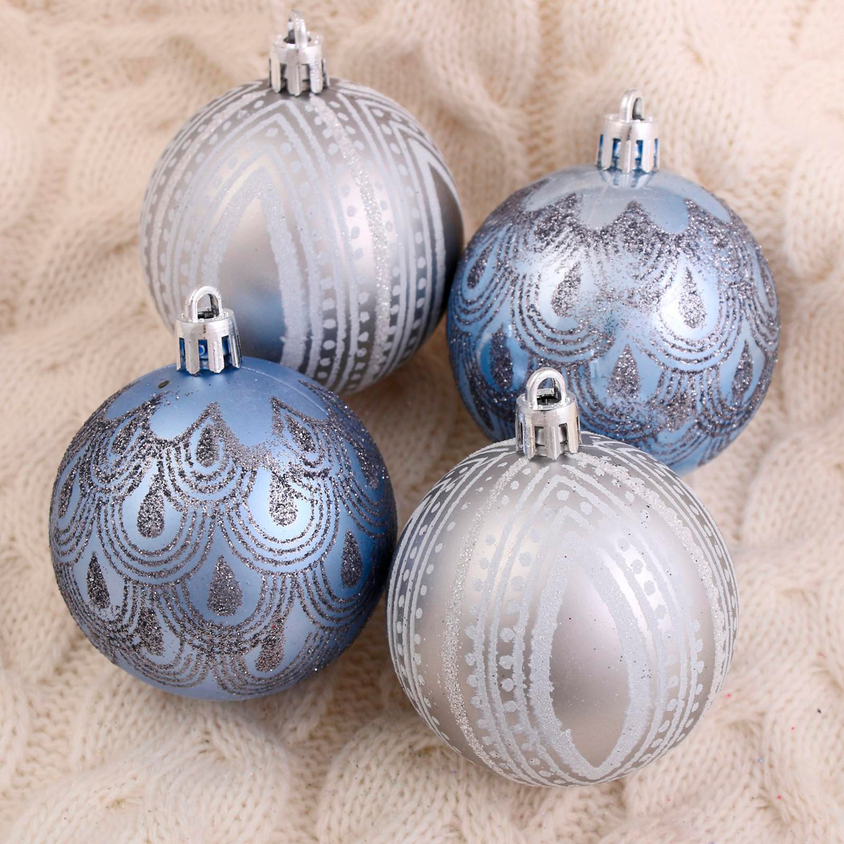 Шары новогодние d-6 см (набор 9 шт.) "загадочный узор"  "зимнее волшебство"  4942005