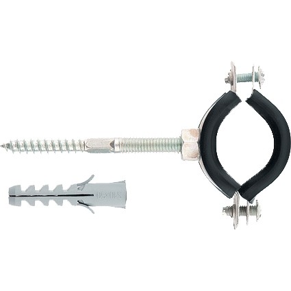 Хомут сантехнический для труб 1/2, 20-24 мм, с резиновым уплотнением, шпилькой и дюбелем, 1 шт Сибртех (48164)