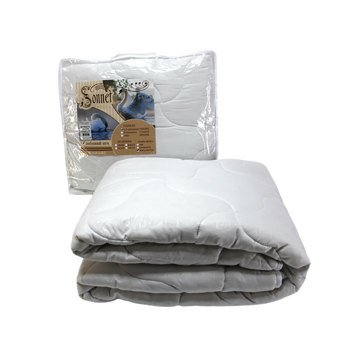 Одеяло "лебяжий пух" 142*205 см (300 г/м), чехол микрофибра (1/5) "sonnet"