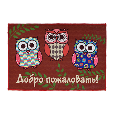 Коврик влаговпитывающий "velur" 50*80 см "совы" (1/10) "vortex" 24241