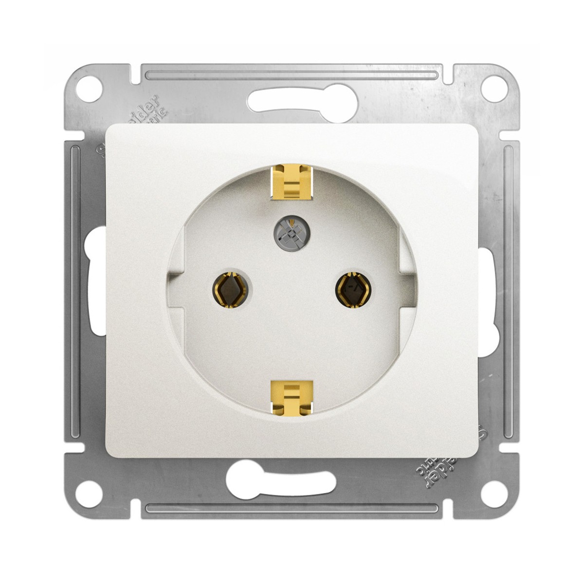 Розетка "glossa" 1 местн. с заземл. (механизм) 16а, перламутр (1/20/160) "schneider"