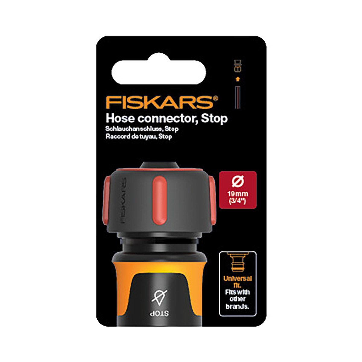 Коннектор для шлангов 3/4" с автостопом (1/8) "fiskars" 1027081