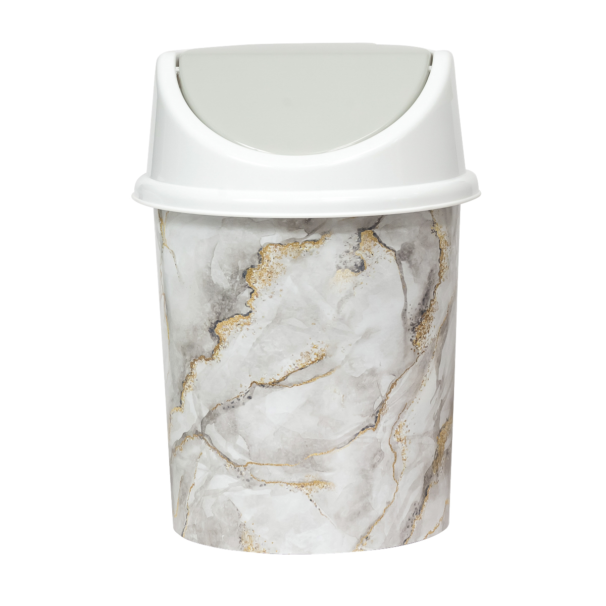 Ведро для мусора "мрамор" 8 л с декором с плавающей крышкой (1/9) "виолет"