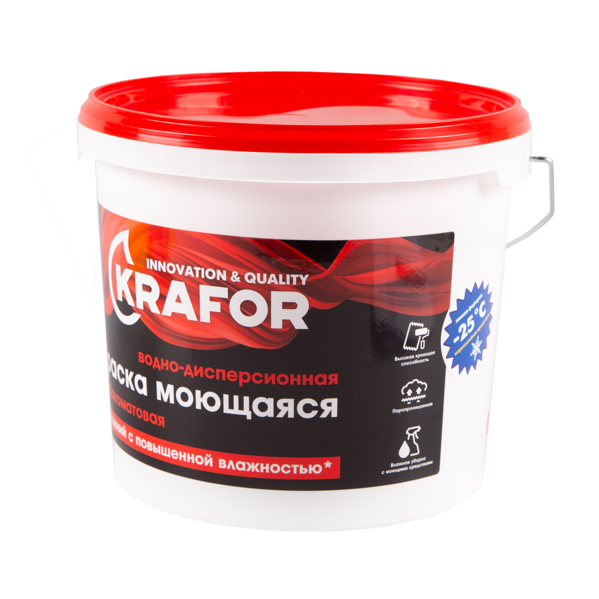 Краска в/д интер. глубокоматов. моющаяся  6,5 кг (1) "krafor"   (красн.)