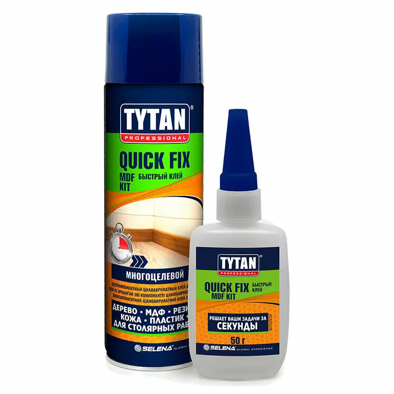 TYTAN PROFESSIONAL клей двухкомпонентный цианакрилатный для МДФ, прозрачный (200мл)