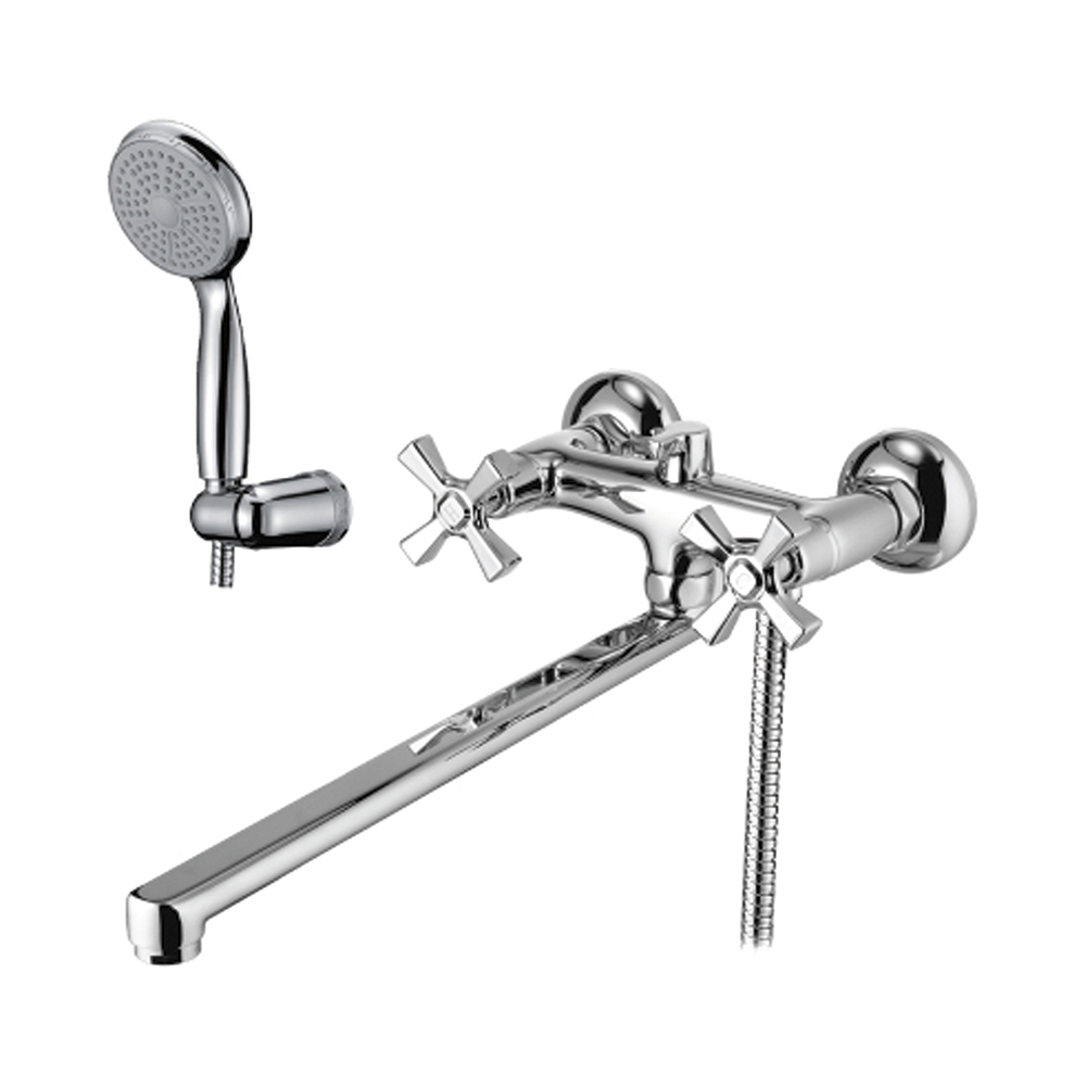 Смеситель для ванн "benefit"  lm2512c  длинный плоский излив, двухвентильный (1/8) "lemark"