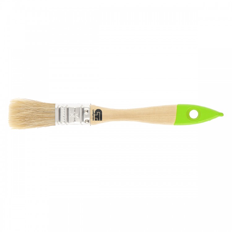 Кисть плоская 20 мм, натуральная щетина, деревянная ручка Сибртех (82260)