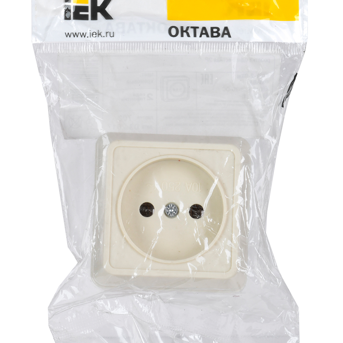 Розетка открыт. уст. "октава" 1 местн. рс20-2-окм, 10а, кремовый (1/36/432) "iek"