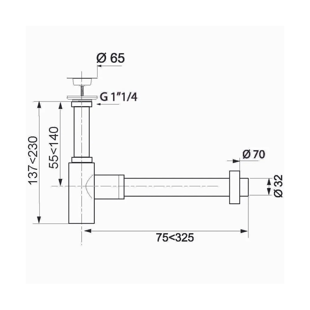 Сифон "lineis" с выпуском 1 1/4" х 32 мм латунный (бронза) (1/15) "wirquin"