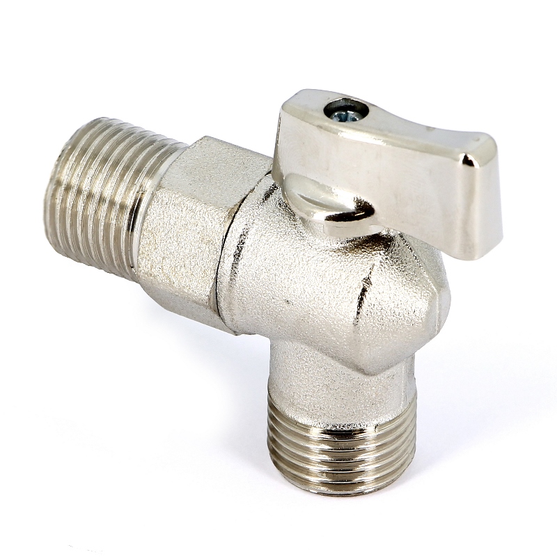 Кран шаровый угловой 1/2''х1/2" НН для подключения бачков/смесителей UNI-FITT никелированный