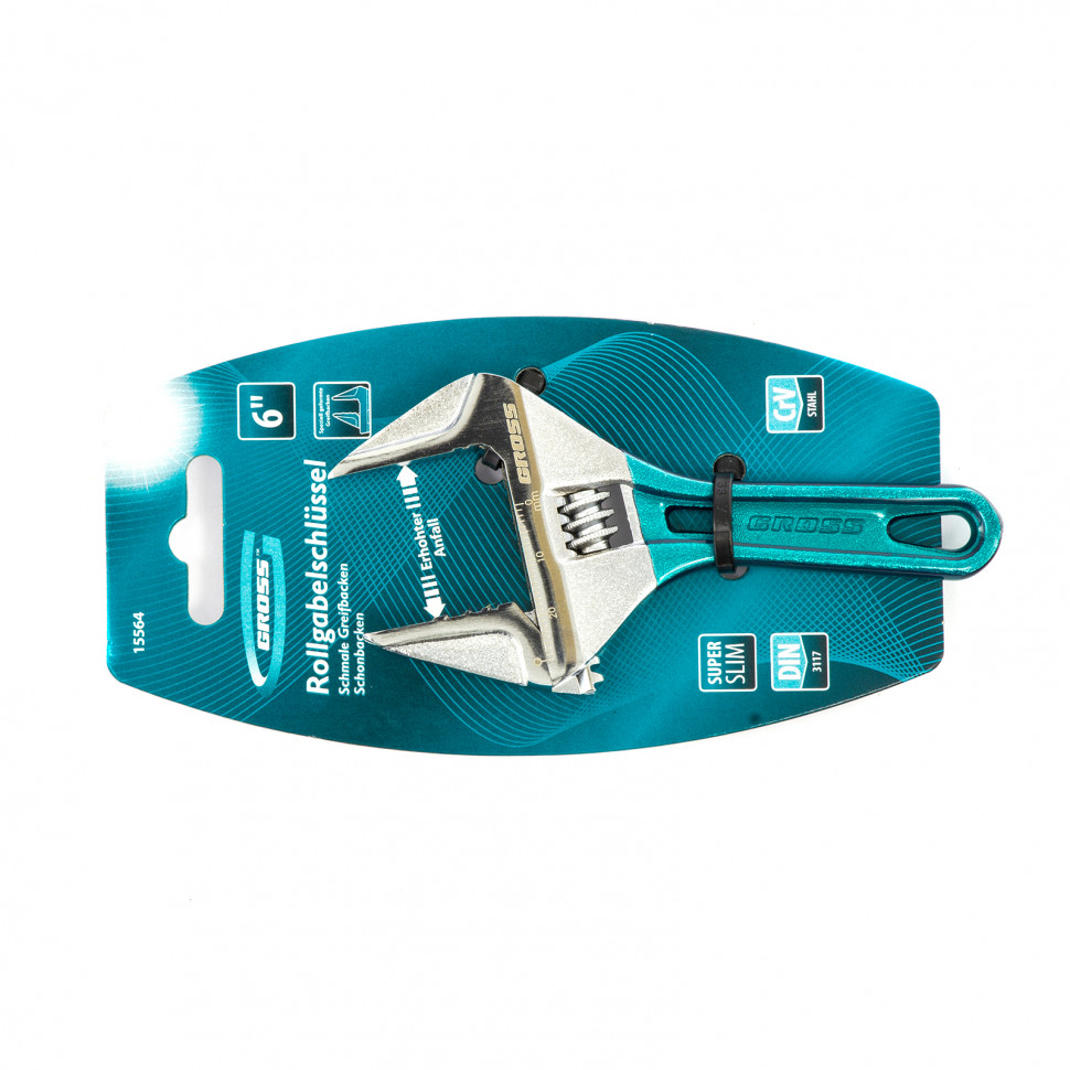 Ключ разводной, 120 мм, CrV, укороченная ручка Gross (15564)